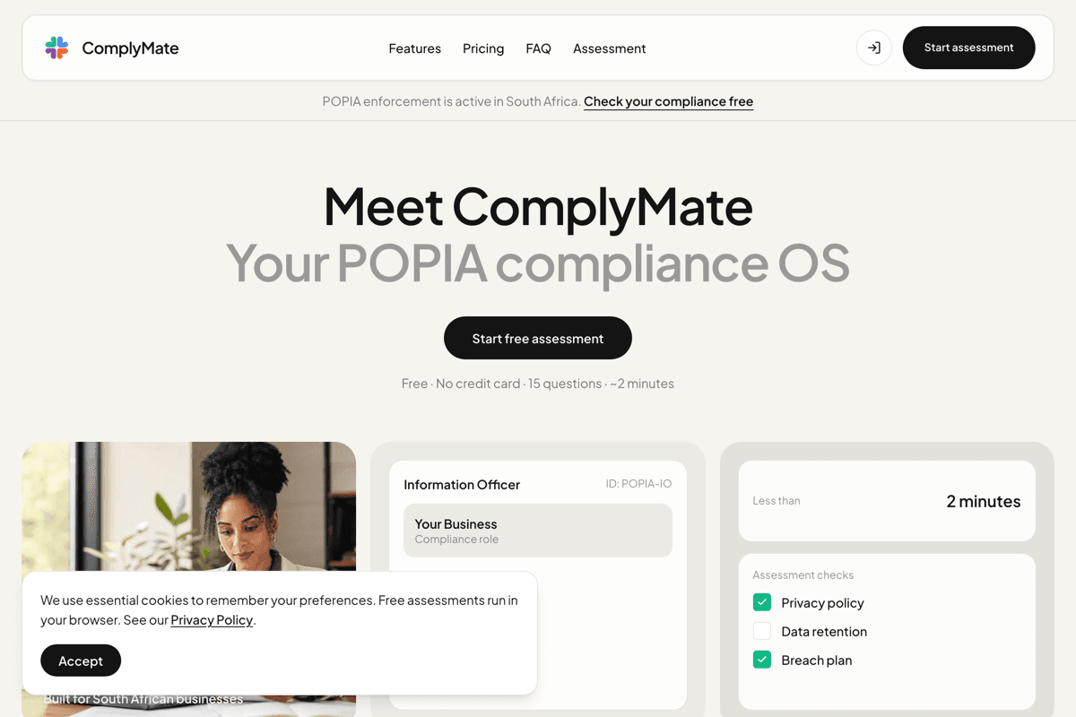 Complymate homepage screenshot