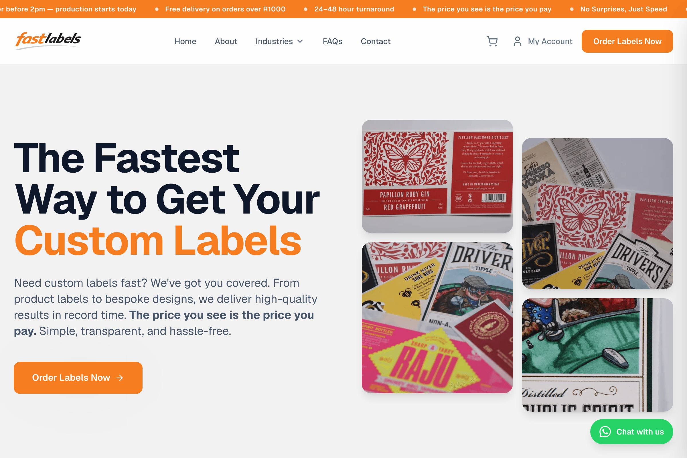 Fast Labels homepage screenshot